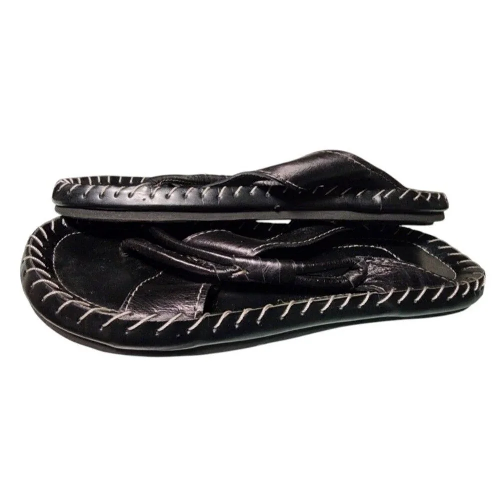 African Hand Made Sandals Mens 7 US 9 Made in Ghana by Kwame Baali Black Leather